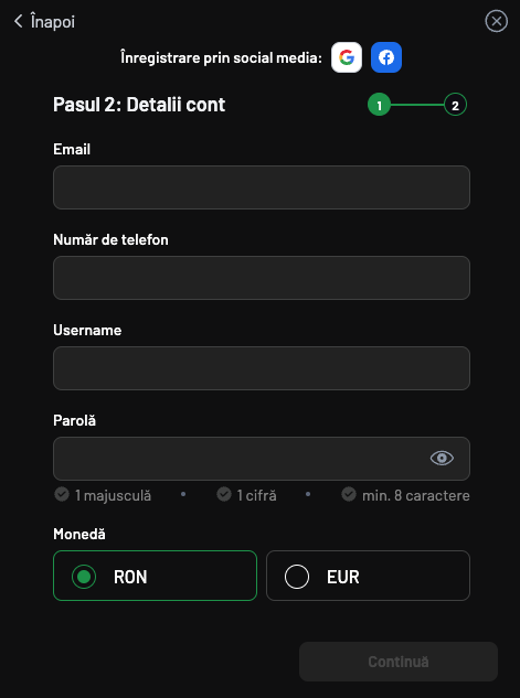 inregistrare Maxbet